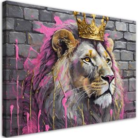 Obraz do salonu sypialni Feeby Król Lew Różowy 90x60 cm 1szt