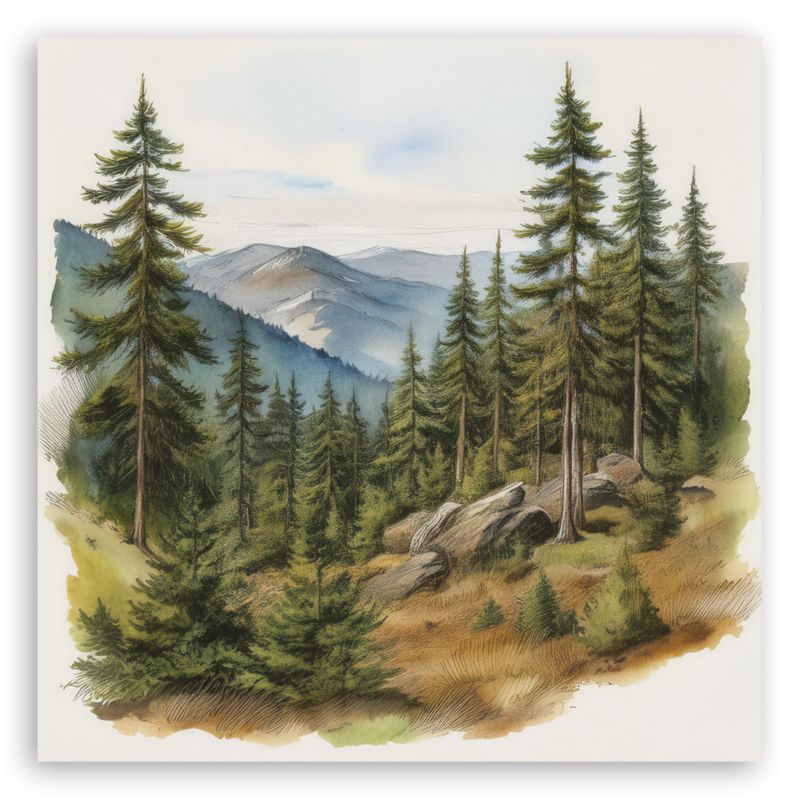 Obraz do salonu sypialni Feeby Krajobraz Góry Las 50x50 cm 1szt