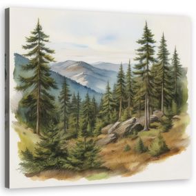 Obraz do salonu sypialni Feeby Krajobraz Góry Las 60x60 cm 1szt