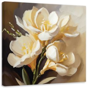 Obraz do salonu sypialni Feeby Kremowe Kwiaty Piwonie Malowane 30x30 cm 1szt