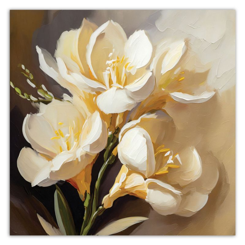Obraz do salonu sypialni Feeby Kremowe Kwiaty Piwonie Malowane 50x50 cm 1szt
