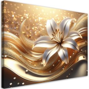 Obraz do salonu sypialni Feeby Kwiat Glamour Złoty 60x40 cm 1szt