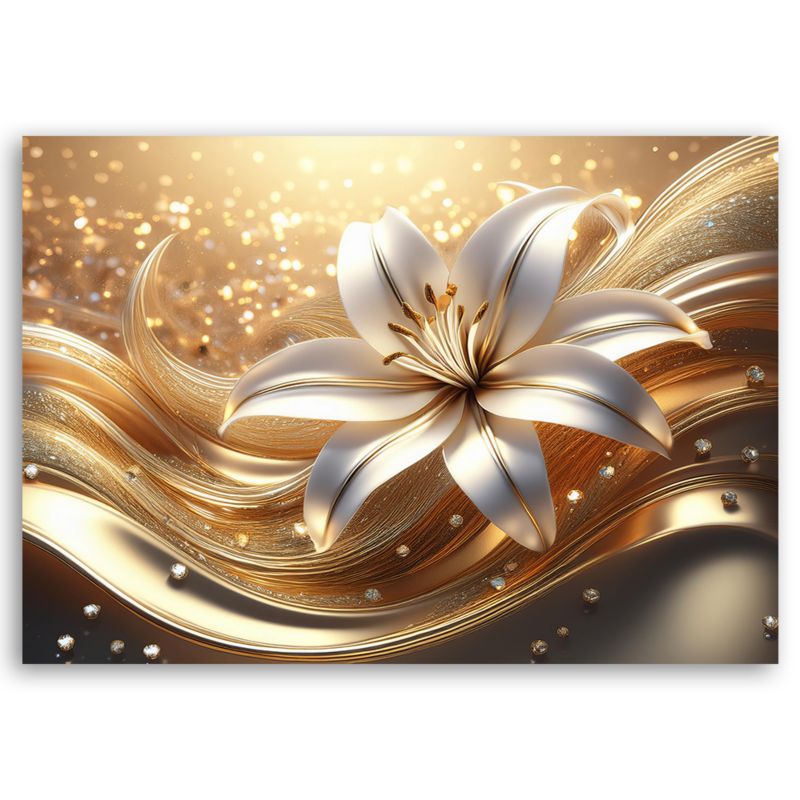 Obraz do salonu sypialni Feeby Kwiat Glamour Złoty 60x40 cm 1szt