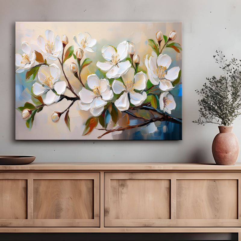Obraz do salonu sypialni Feeby Kwiat Jabłoni Malowany 90x60 cm 1 szt
