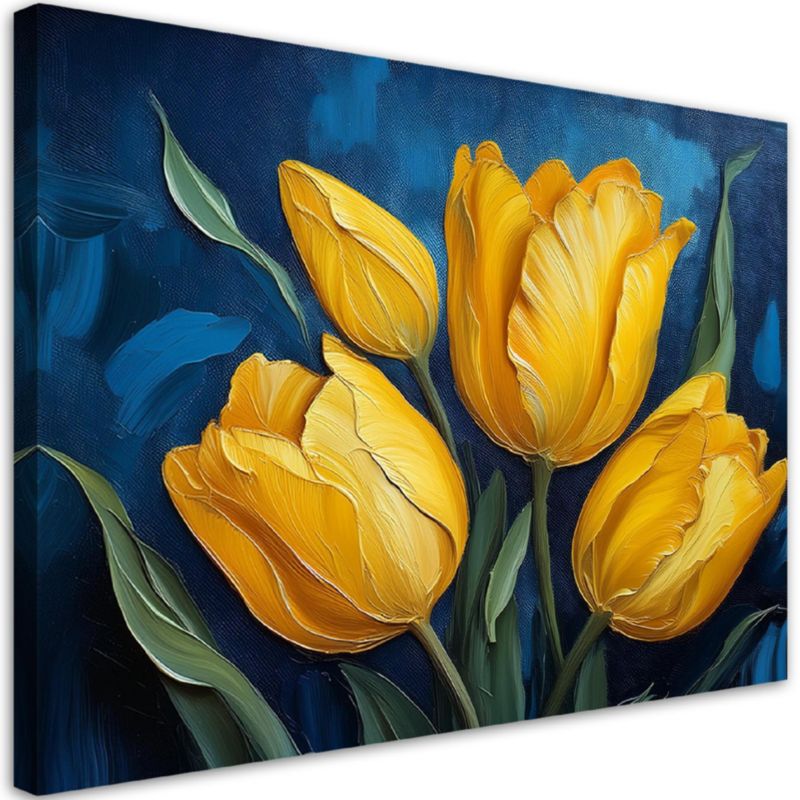 Obraz do salonu sypialni Feeby Kwiat Natura Tulipan Żółty 120x80 cm 1szt
