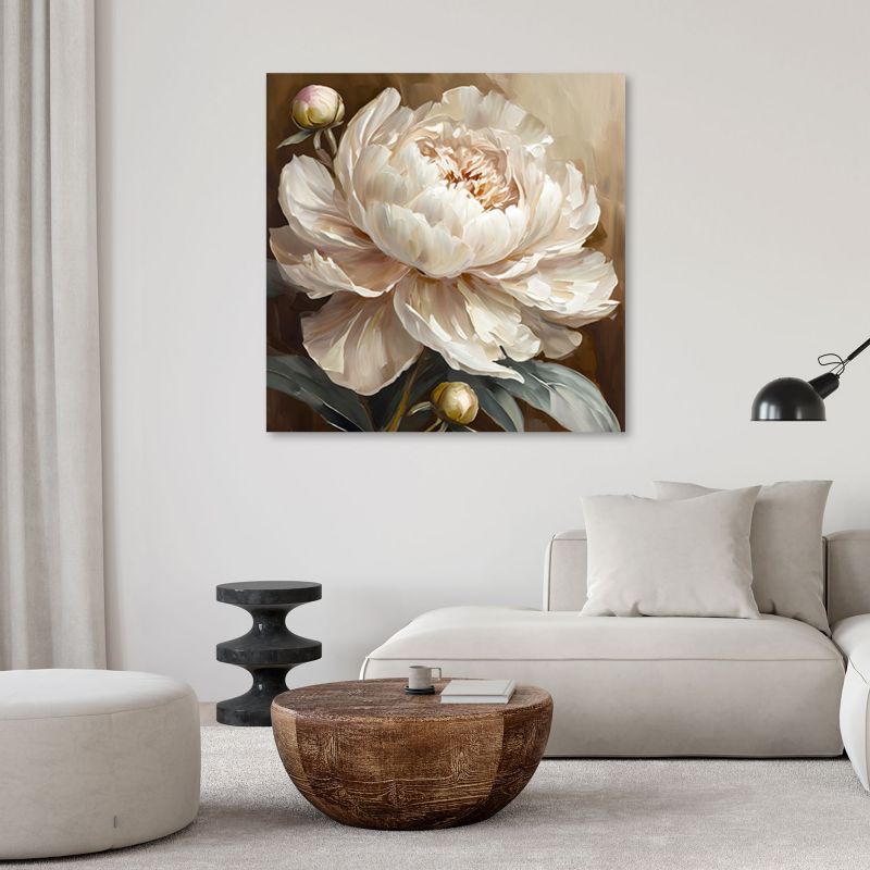 Obraz do salonu sypialni Feeby Kwiat Piwonii Beżowy 60x60 cm 1szt