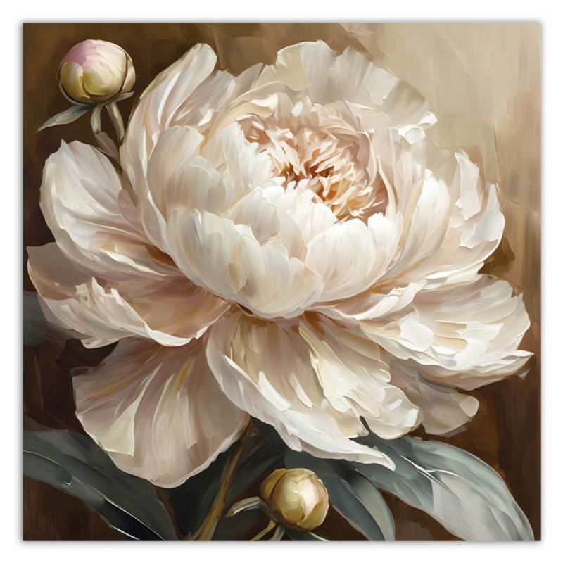 Obraz do salonu sypialni Feeby Kwiat Piwonii Beżowy 60x60 cm 1szt