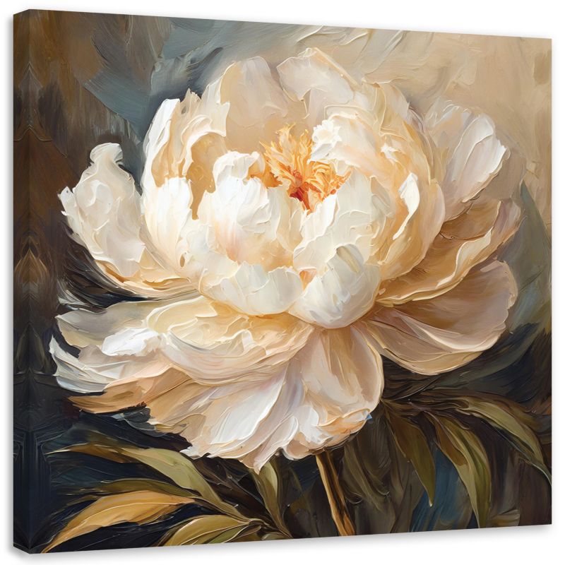 Obraz do salonu sypialni Feeby Kwiat Piwonii Kremowy 60x60 cm 1szt
