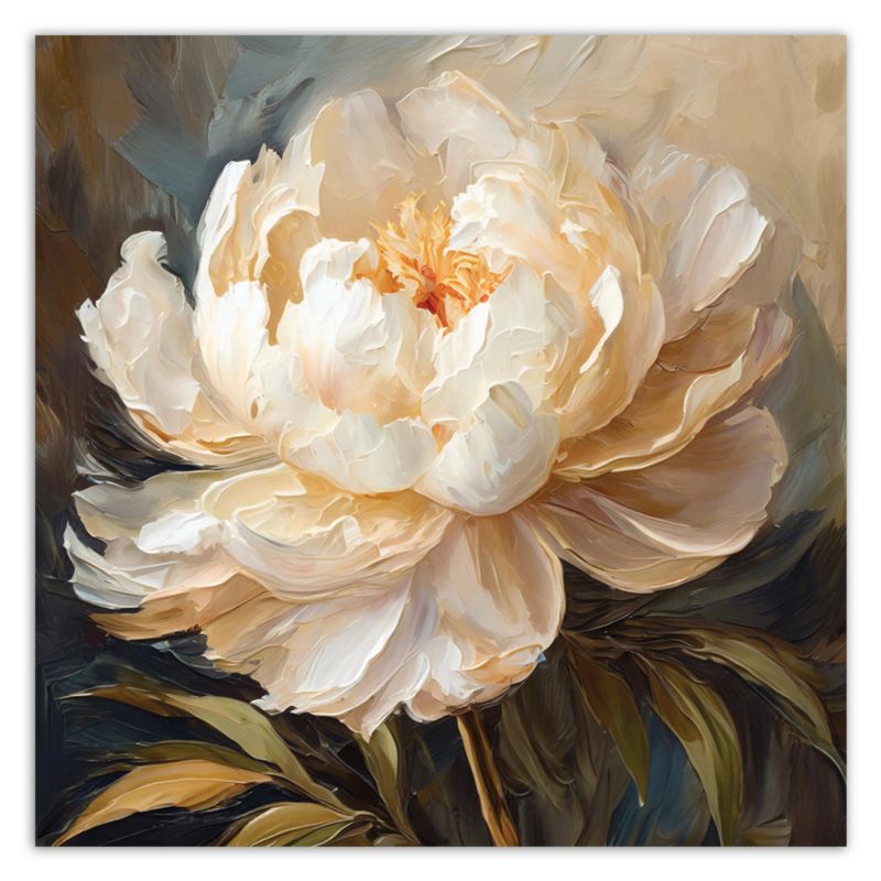 Obraz do salonu sypialni Feeby Kwiat Piwonii Kremowy 60x60 cm 1szt