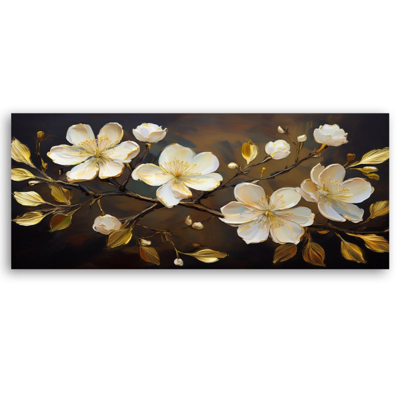 Obraz do salonu sypialni Feeby Kwiaty Białe na Gałęzi 150x50 cm 1 szt