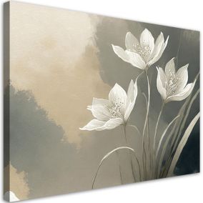 Obraz do salonu sypialni Feeby Kwiaty Boho Abstrakcja Beż 90x60 cm 1szt