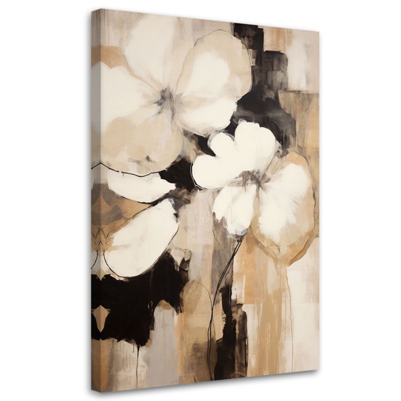Obraz do salonu sypialni Feeby Kwiaty Boho Beżowy Abstrakcja 60x90cm 1szt