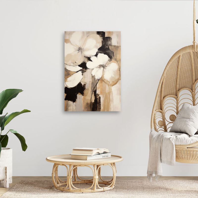 Obraz do salonu sypialni Feeby Kwiaty Boho Beżowy Abstrakcja 60x90cm 1szt