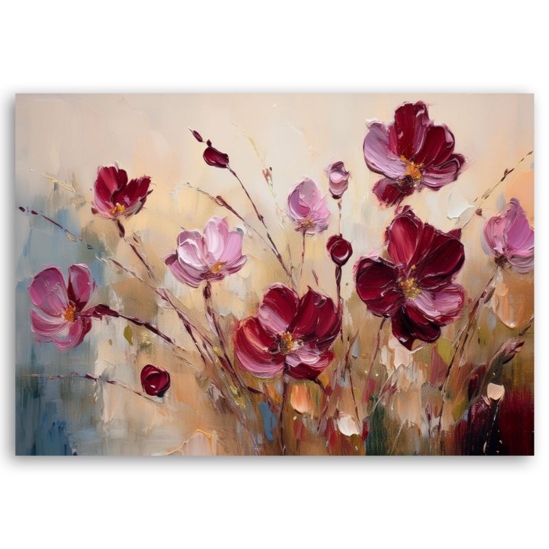 Obraz do salonu sypialni Feeby Kwiaty Czerwone Maki Beżowy 60x40 cm 1 szt