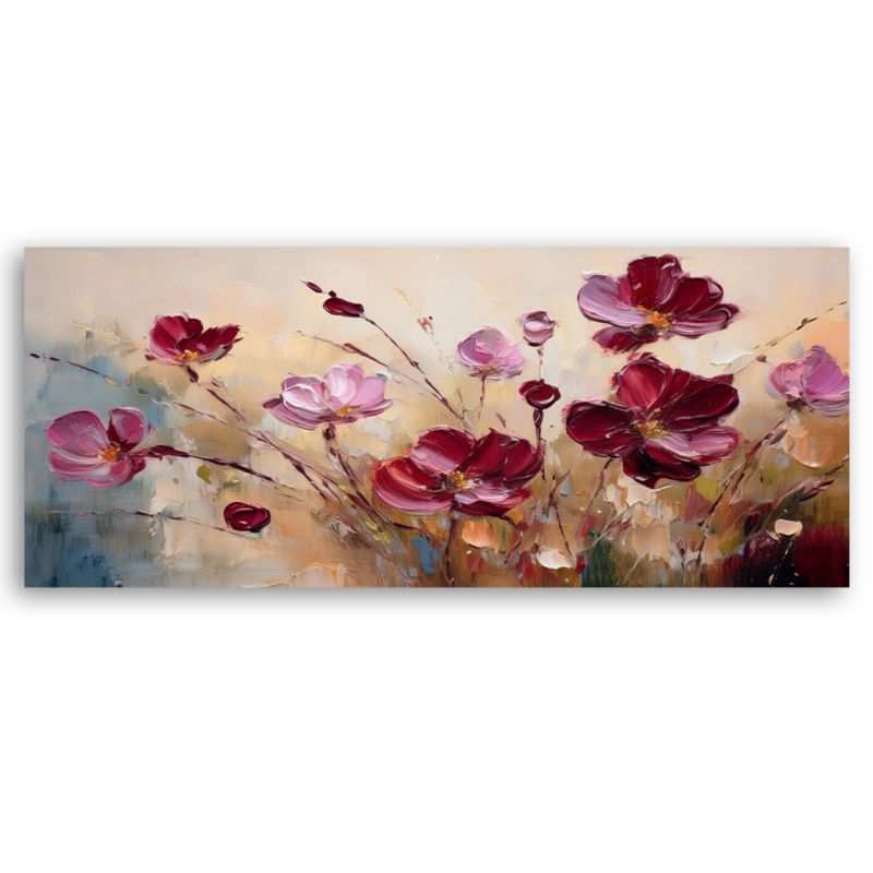 Obraz do salonu sypialni Feeby Kwiaty Czerwone Maki Malowane 120x40 cm 1 szt