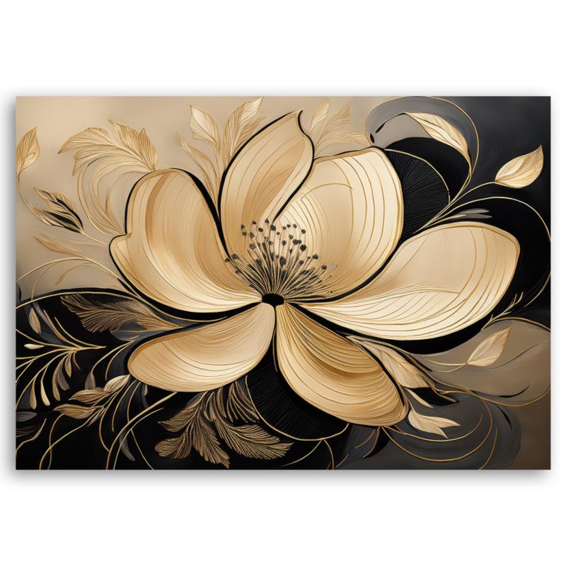 Obraz do salonu sypialni Feeby Kwiaty Liście Glamour 100x70 cm 1szt