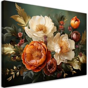 Obraz do salonu sypialni Feeby Kwiaty Liście Retro 90x60 cm 1szt