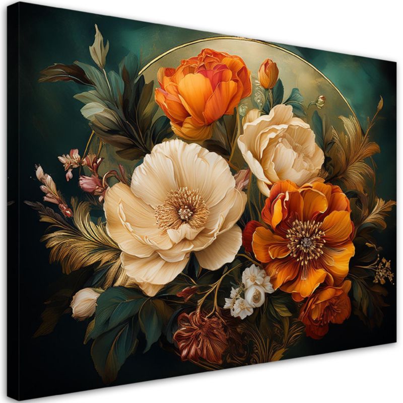 Obraz do salonu sypialni Feeby Kwiaty Liście Vintage 120x80 cm 1szt