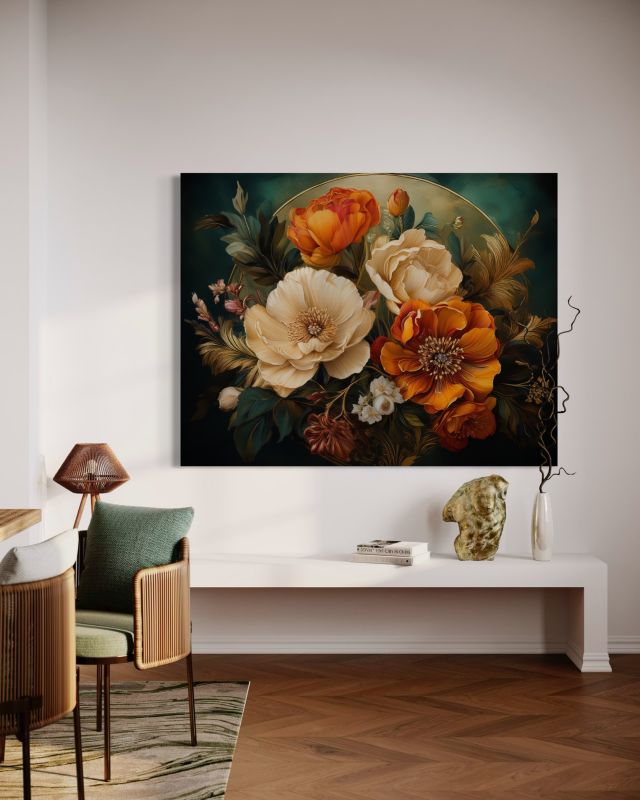 Obraz do salonu sypialni Feeby Kwiaty Liście Vintage 120x80 cm 1szt