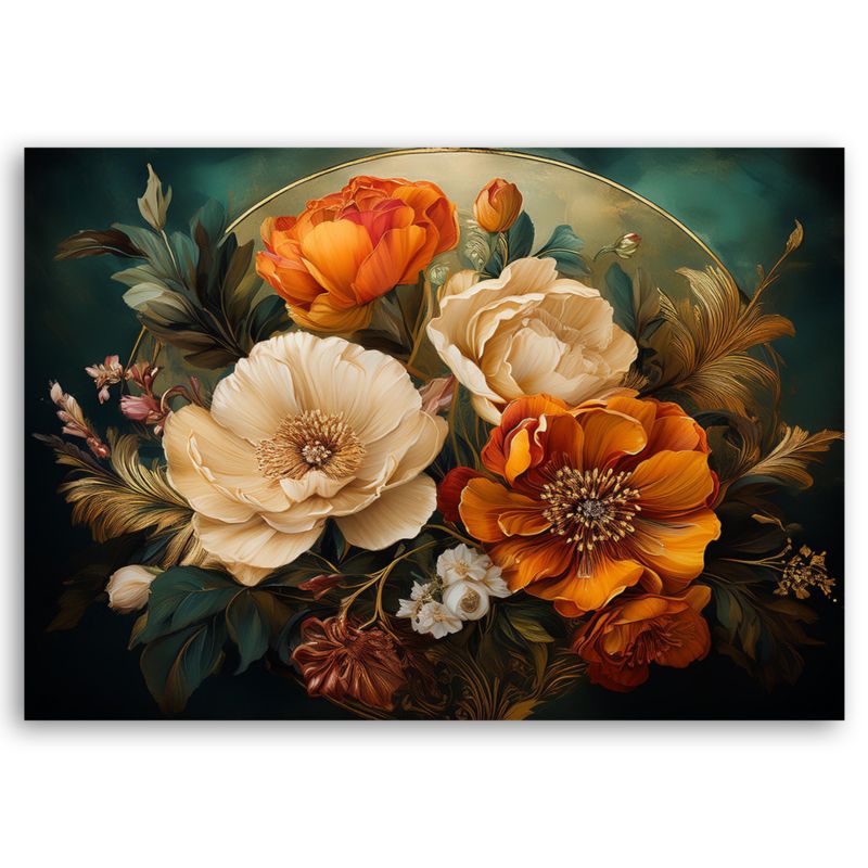 Obraz do salonu sypialni Feeby Kwiaty Liście Vintage 120x80 cm 1szt