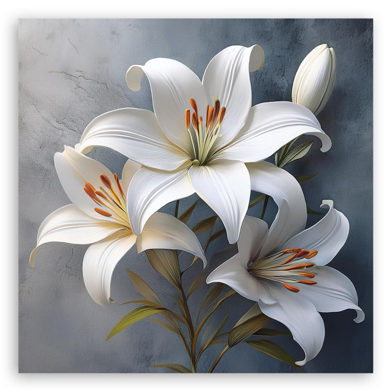 Obraz do salonu sypialni Feeby Kwiaty Lilie Biały 60x60 cm 1szt