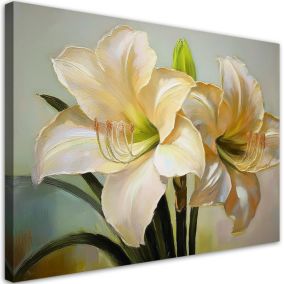 Obraz do salonu sypialni Feeby Kwiaty Lilie Kremowy 100x70 cm 1szt