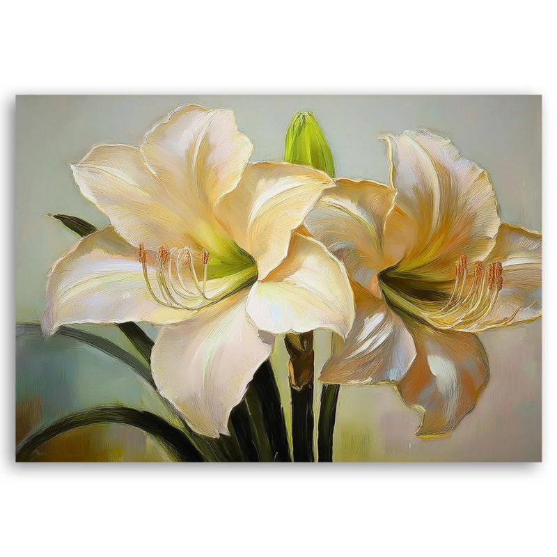 Obraz do salonu sypialni Feeby Kwiaty Lilie Kremowy 100x70 cm 1szt