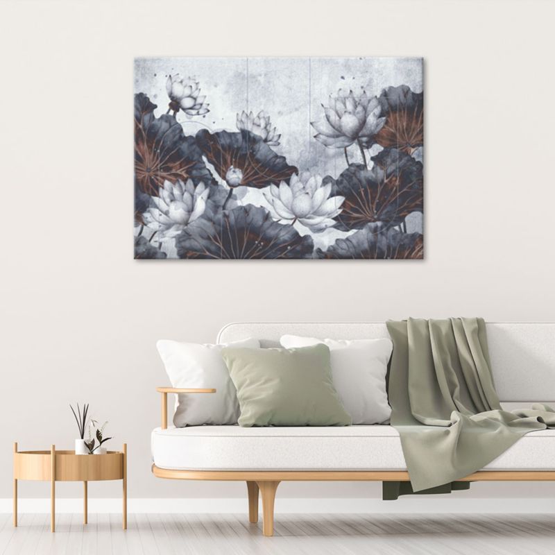 Obraz do salonu sypialni Feeby Kwiaty Lotosu Abstrakcja Beton 120x80 cm 1szt
