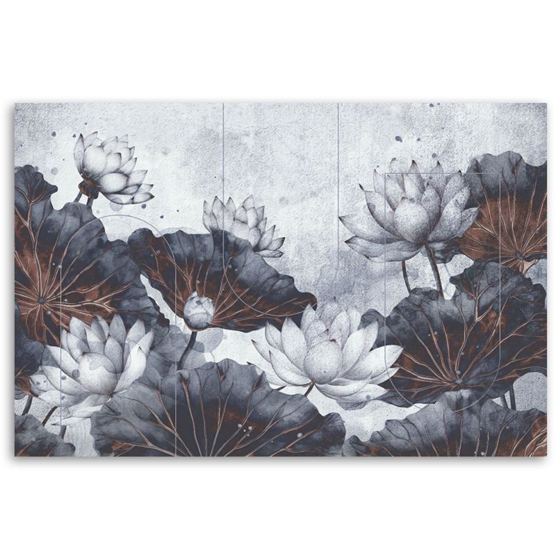 Obraz do salonu sypialni Feeby Kwiaty Lotosu Abstrakcja Beton 120x80 cm 1szt