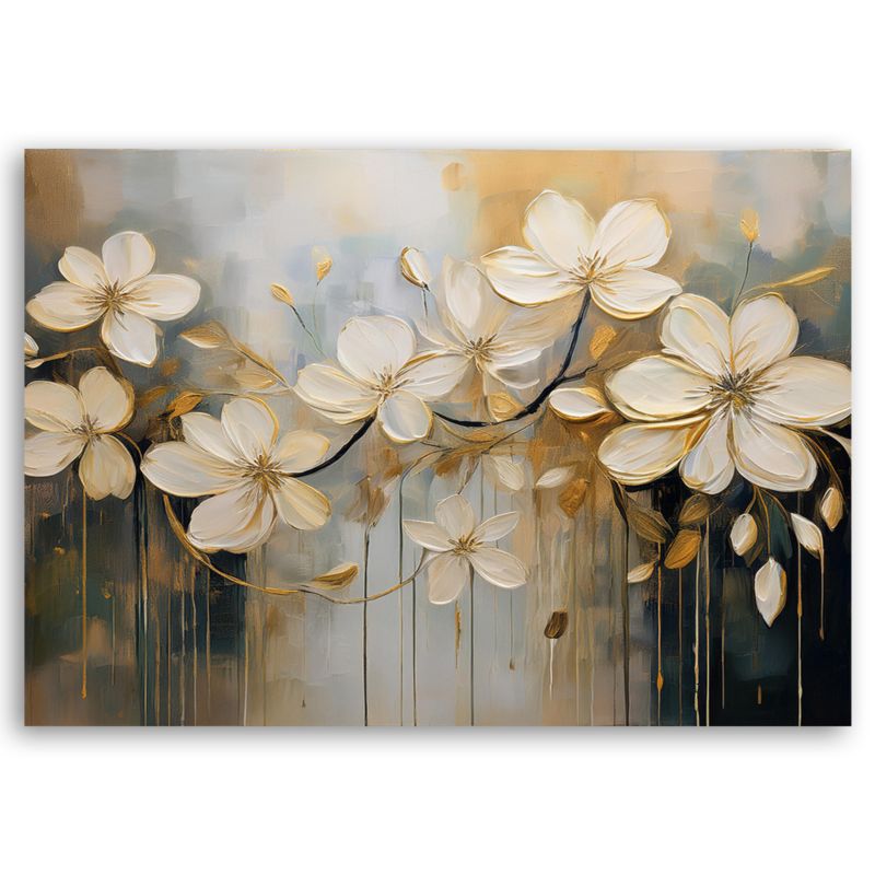 Obraz do salonu sypialni Feeby Kwiaty Malowane Beżowy 60x40 cm 1szt