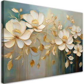 Obraz do salonu sypialni Feeby Kwiaty Malowane Białe 60x40 cm 1szt