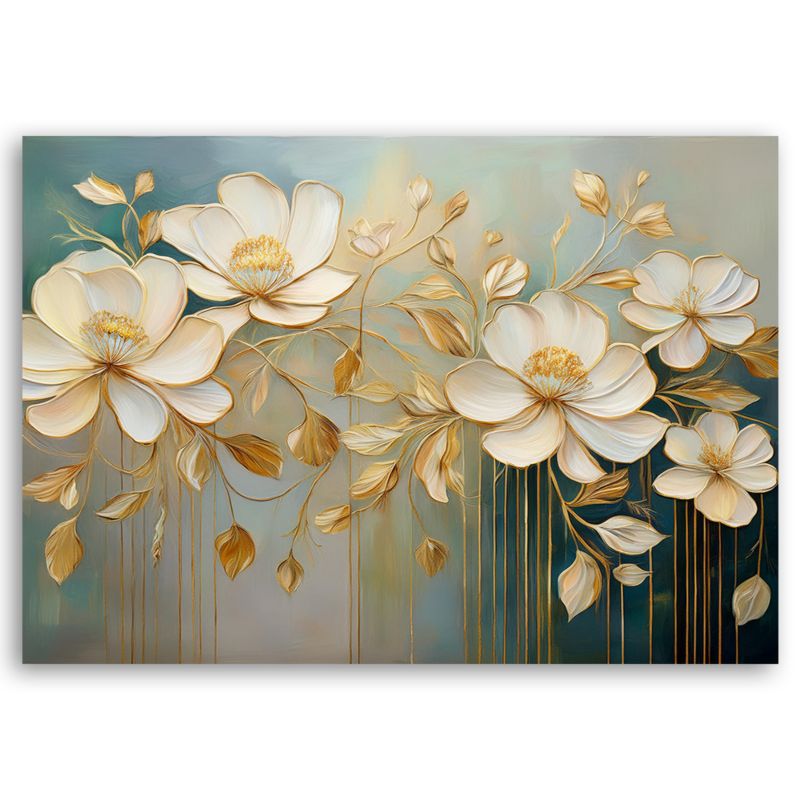 Obraz do salonu sypialni Feeby Kwiaty Malowane Białe 60x40 cm 1szt