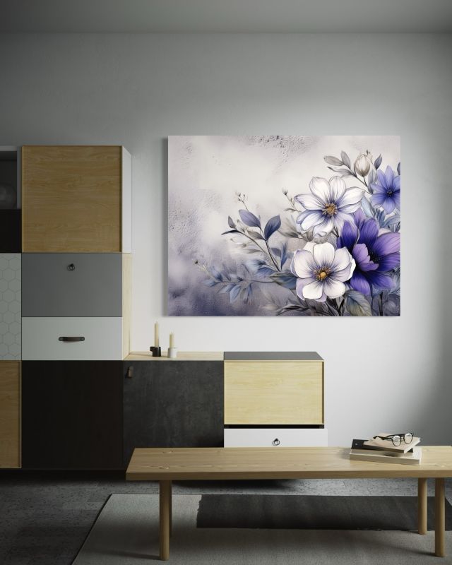 Obraz do salonu sypialni Feeby Kwiaty Natura Fioletowy 90x60 cm 1szt