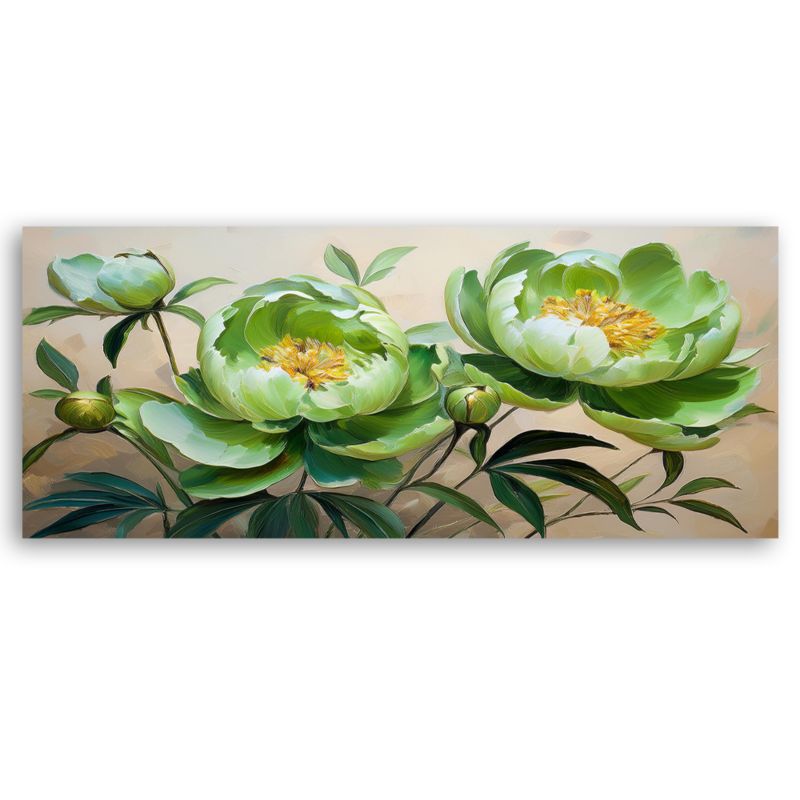 Obraz do salonu sypialni Feeby Kwiaty Piwonii Zielone Kompozycja 120x40 cm 1 szt