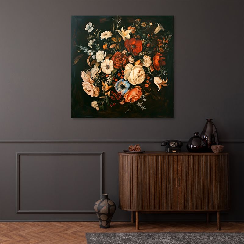 Obraz do salonu sypialni Feeby Kwiaty Retro Vintage 50x50 cm 1szt