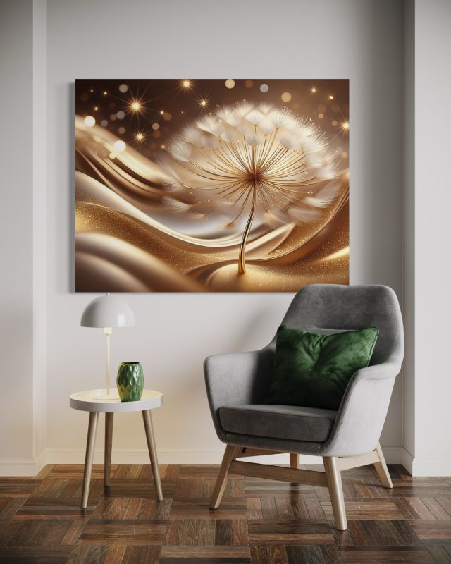 Obraz do salonu sypialni Feeby Kwiaty Złoty Glamour 120x80 cm 1szt