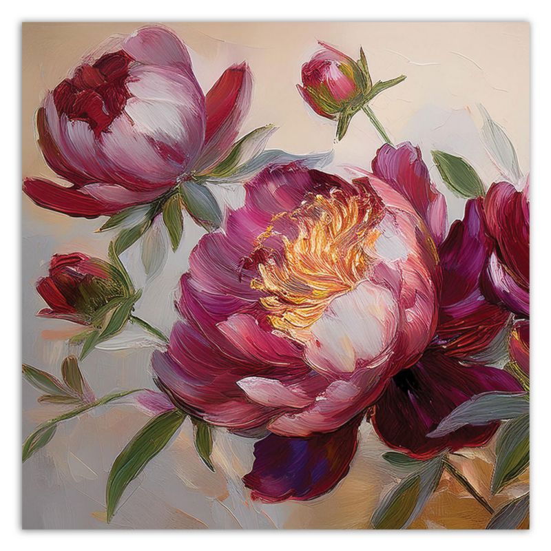 Obraz do salonu sypialni Feeby Kwitnące Czerwone Piwonie Kwiaty 60x60 cm 1 szt