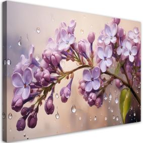 Obraz do salonu sypialni Feeby Kwitnące Kwiaty Bzu Krople Rosy 60x40 cm 1 szt