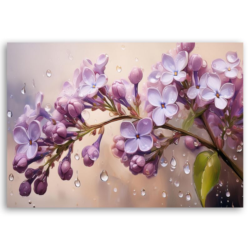 Obraz do salonu sypialni Feeby Kwitnące Kwiaty Bzu Krople Rosy 60x40 cm 1 szt
