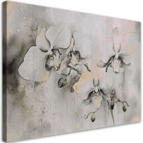 Obraz do salonu sypialni Feeby Kwitnące Orchidee Abstrakcja Beżowy 100x70 cm 1szt