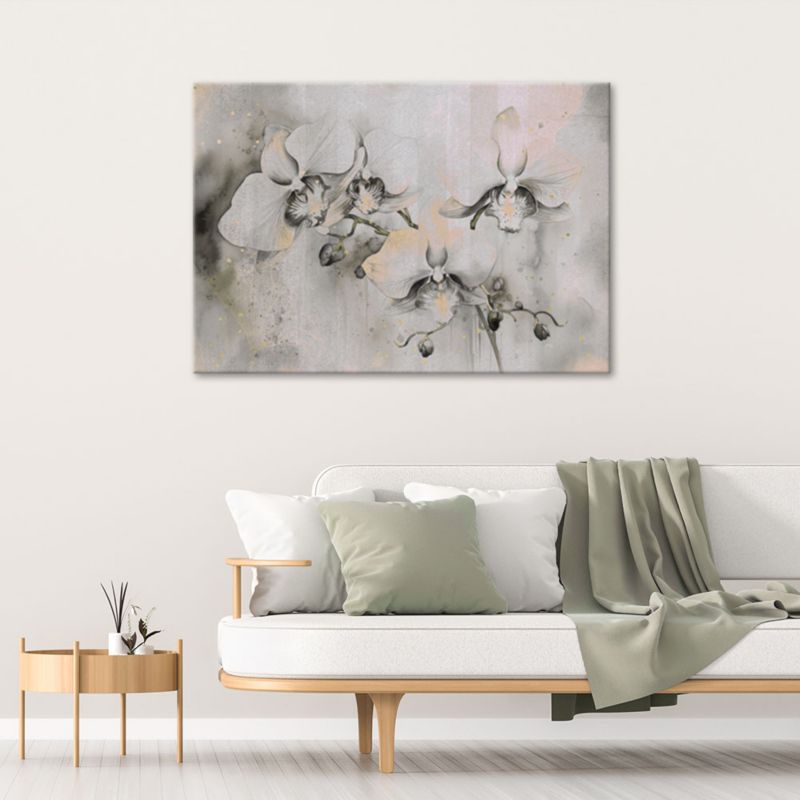 Obraz do salonu sypialni Feeby Kwitnące Orchidee Abstrakcja Beżowy 100x70 cm 1szt