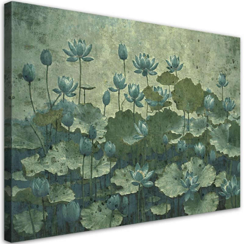 Obraz do salonu sypialni Feeby Kwitnące Zielone Lilie wodne 60x40 cm 1szt