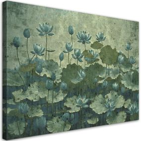 Obraz do salonu sypialni Feeby Kwitnące Zielone Lilie wodne 60x40 cm 1szt