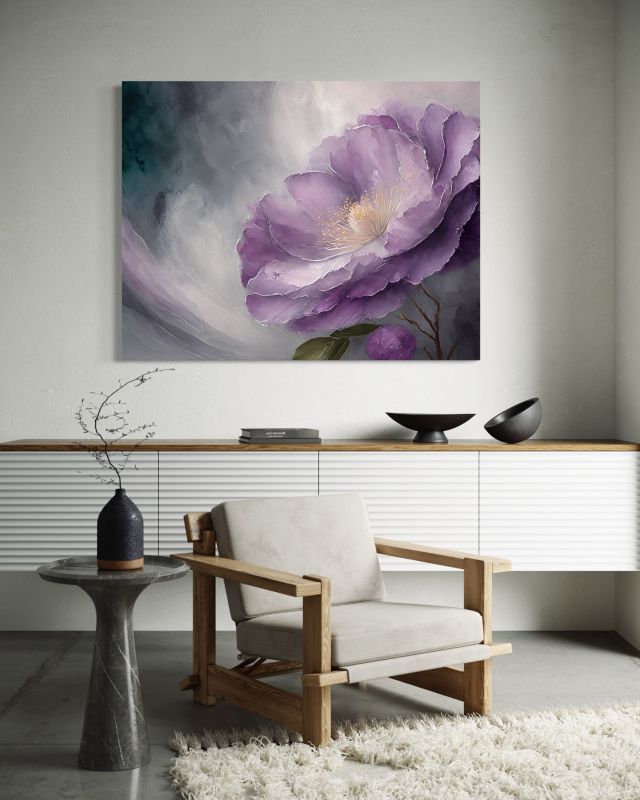 Obraz do salonu sypialni Feeby Kwitnący Kwiat Fioletowy 100x70 cm 1szt