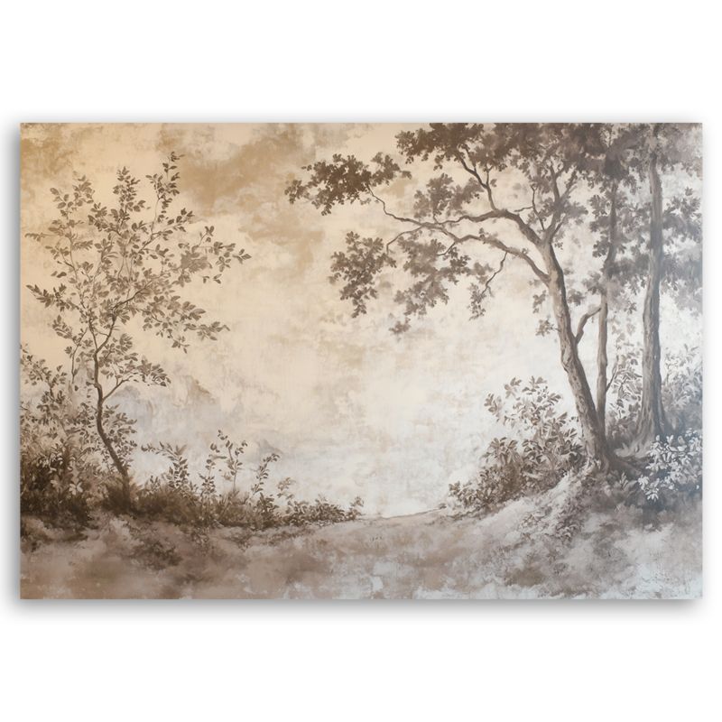 Obraz do salonu sypialni Feeby Las Drzewa Brązowy Retro 100x70 cm 1szt