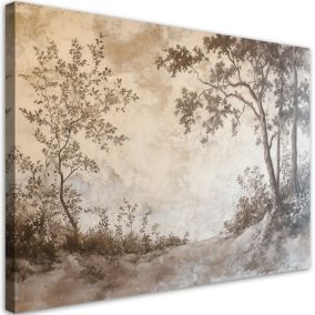 Obraz do salonu sypialni Feeby Las Drzewa Brązowy Retro 120x80 cm 1szt