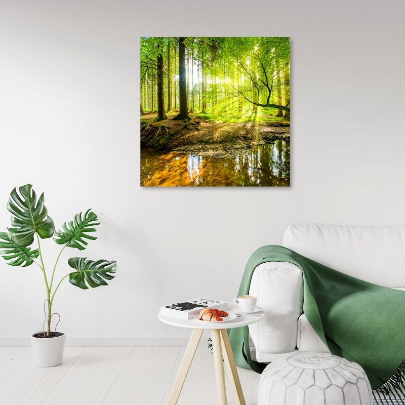 Obraz do salonu sypialni Feeby Las Jezioro Natura Zielony 50x50cm 1szt