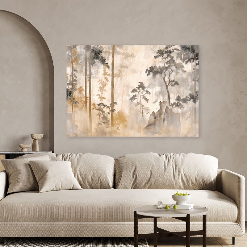 Obraz do salonu sypialni Feeby Las Natura Drzewa w Beżu 60x40 cm 1szt