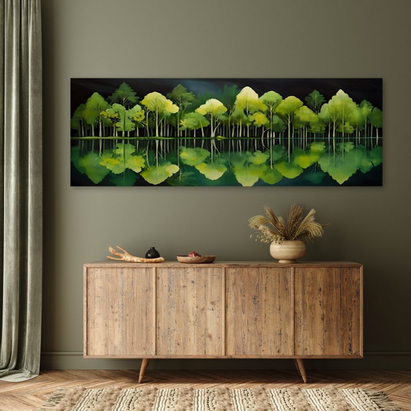 Obraz do salonu sypialni Feeby Las Natura Zielony Pejzaż 90x30 cm 1 szt