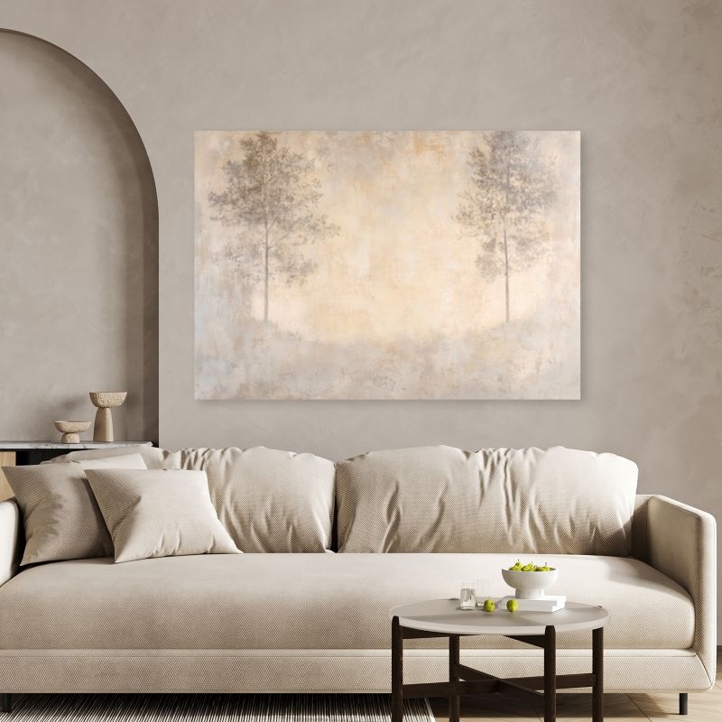 Obraz do salonu sypialni Feeby Las we Mgle Beżowy 120x80 cm 1szt